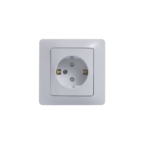 Systeme Electric Glossa Бел Розетка с/з со шторками (в сборе с рамкой)