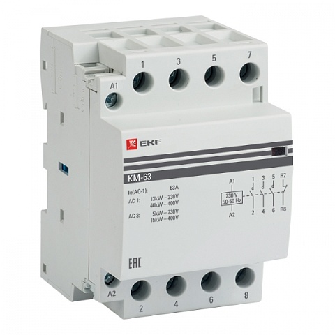 EKF PROxima Контактор модульный КМ 63А 3NО+NC (3 мод.)