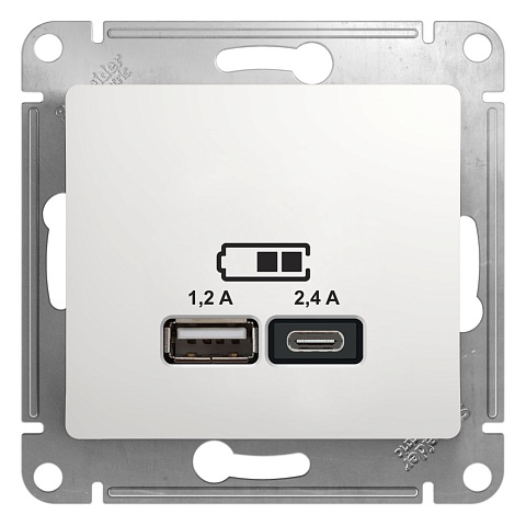 Systeme Electric Glossa Бел Розетка USB A+С, 5В/2,4А, 2х5В/1,2А