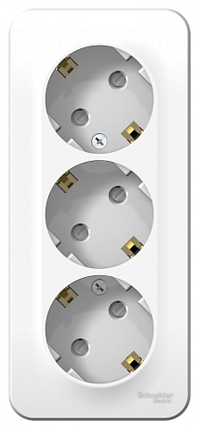 Systeme Electric Blanca наруж Бел Розетка 3-ая с/з со шторками 16А, 250В, изолир. пластина