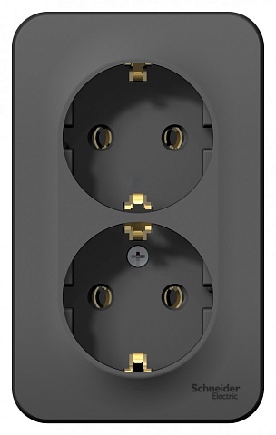 Systeme Electric Blanca наруж Антрацит Розетка 2-ая с/з без шторок, 16А, 250В