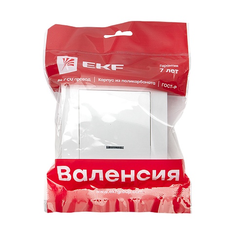 EKF PROxima Валенсия выключатель 1-кл. 10А белый с индикатором