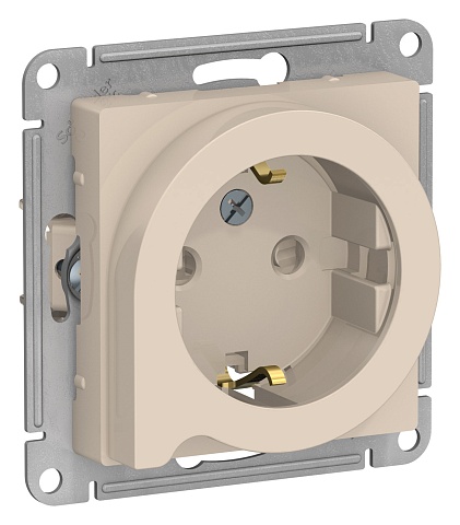 Systeme Electric AtlasDesign Беж Розетка с/з со шторками с выталк., 16А, механизм