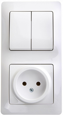Systeme Electric Glossa Бел Блок: розетка и 2-кл. выключатель