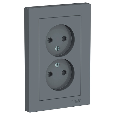 Systeme Electric AtlasDesign Грифель Розетка б/з двойная, со шторками,16А, в сборе