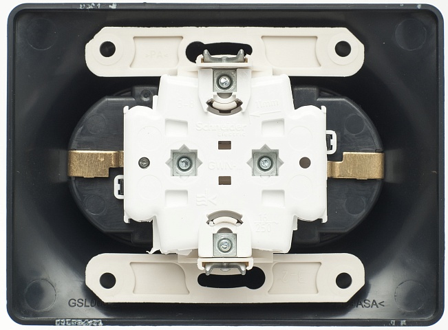 Systeme Electric Glossa Антрацит Розетка 2-ая с/з со шторками, 16А (в сборе)