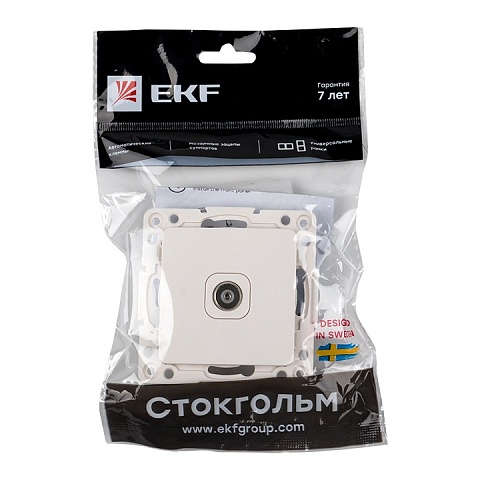 EKF PROxima Стокгольм Механизм Розетки TV 1-местной оконечной 10дБ-240МГц белый