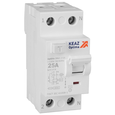 ВДТ без защиты от сверхтоков OptiDin DM63-2125-AC-4,5-УХЛ4 (2P, 25, 10mA)
