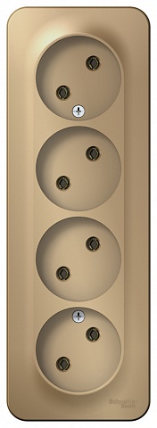 Systeme Electric Blanca наруж Титан Розетка 4-ая б/з без шторок 16А, 250В, изолир. пластина