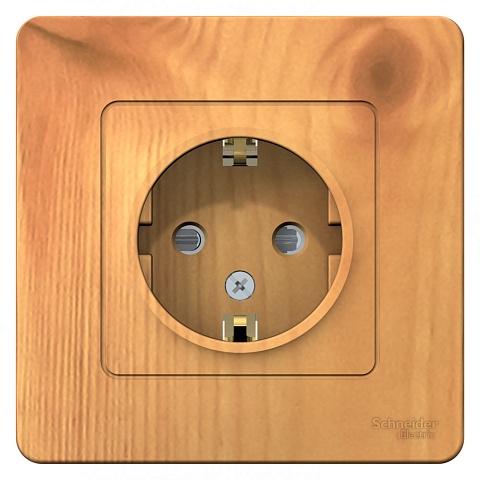 Systeme Electric Blanca внутр Ясень Розетка с/з со шторками, 16А, 250В