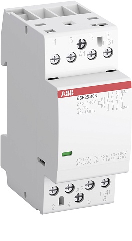 ABB Контактор ESB25-40N-01 модульный (25А АС-1, 4НО), катушка 24В AC/DC