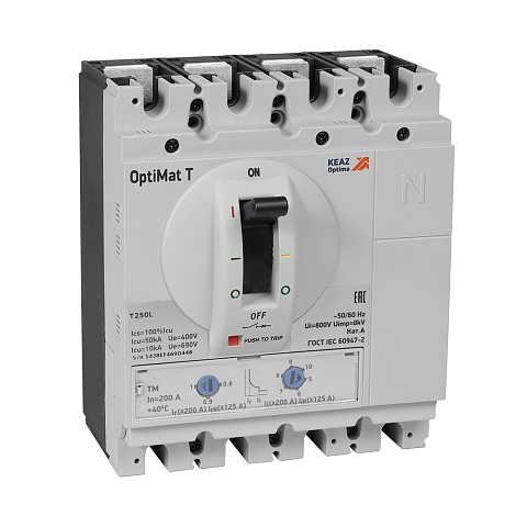 КЭАЗ Выключатель автоматический OptiMat T250V TM 200A 4P