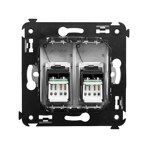 DKC Компьютерная розетка RJ-45 в стену, кат.5e двойная, "Avanti","Закаленная сталь"