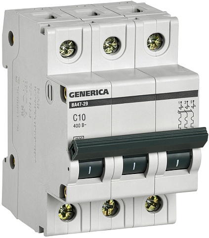 IEK GENERICA Авт. выкл. ВА47-29 3Р 10А 4,5кА х-ка С
