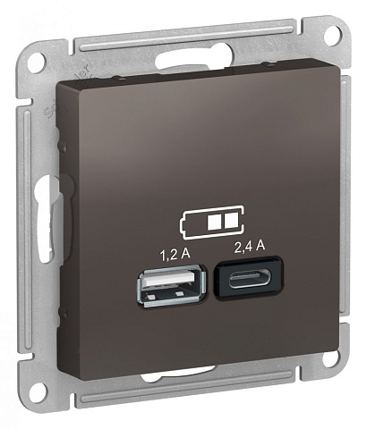 Systeme Electric AtlasDesign Мокко USB A+С, 5В/2,4А, 2х5В/1,2А, механизм