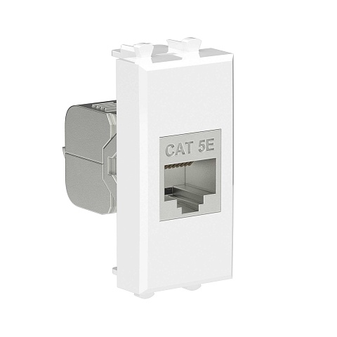 DKC Компьютерная розетка RJ-45 без шторки модульная, кат.5е экранированная, "Avanti", "Белое облако", 1 модуль