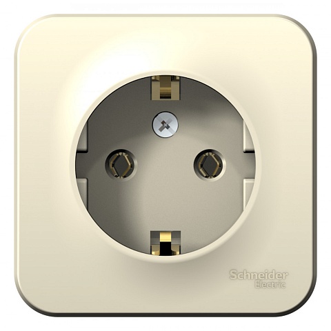 Systeme Electric Blanca наруж Молочная Розетка с/з без шторок 16А, 250В, изолир. пластина