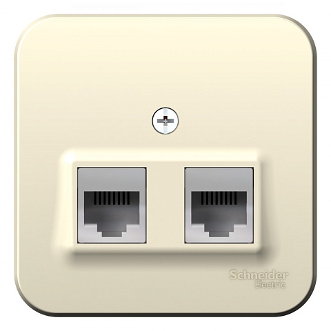 Systeme Electric Blanca наруж Молочная Розетка 2-ая ТЛФ/комп, RJ45+RJ11, кат.5E, изолир. пластина