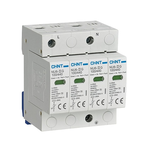 CHINT Ограничитель имп. перенапр. NU6-IIG 4Р In=15kA Uc=440B Im=40kA (R)