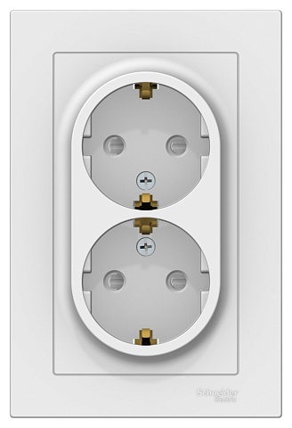 Systeme Electric AtlasDesign Лотос Розетка двойная с/з со шторками, 16А, в сборе