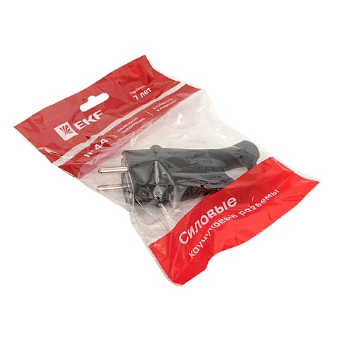 EKF Basic Вилка угловая каучуковая с кольцом 230В 2P+PE 16A IP44