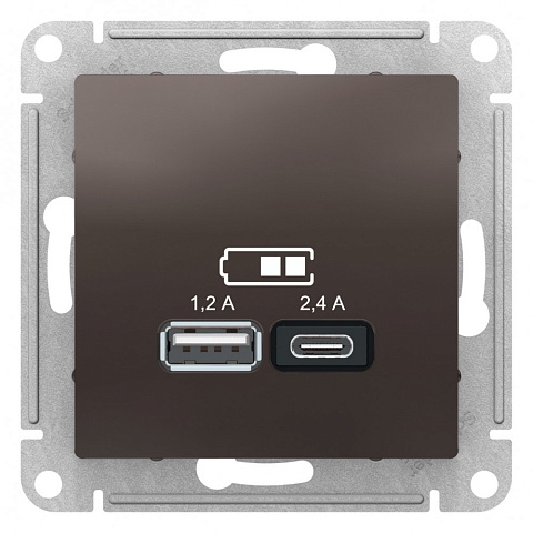 Systeme Electric AtlasDesign Мокко USB A+С, 5В/2,4А, 2х5В/1,2А, механизм