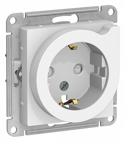 Systeme Electric AtlasDesign Бел Розетка с/з со шторками с выталк., 16А, механизм