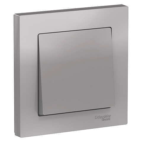 Systeme Electric AtlasDesign Алюминий Выключатель 1-клавишный сх.1, 10АХ, в сборе