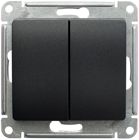 Systeme Electric Glossa Антрацит Переключатель 2-клавишный, сх.6, 10АХ