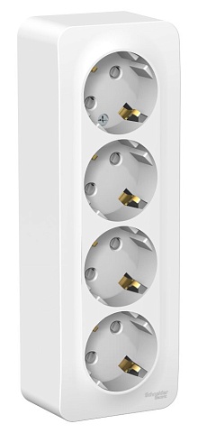 Systeme Electric Blanca наруж Бел Розетка 4-ая с/з со шторками 16А, 250В, изолир. пластина