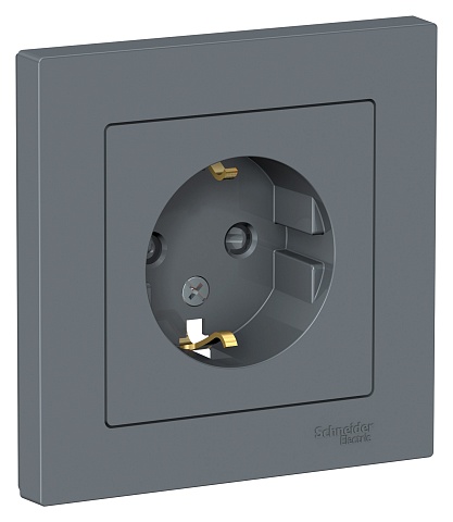 Systeme Electric AtlasDesign Грифель Розетка с/з со шторками, 16А, в сборе
