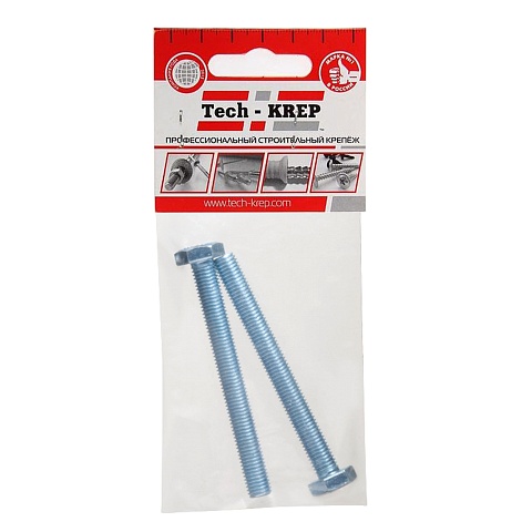 Tech-Krep Болт DIN933 с шестигранной головкой оцинк. М8х100 (2 шт) - пакет
