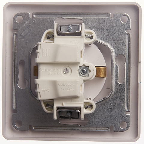 Systeme Electric Glossa Бел Розетка с/з со шторками с крышкой, IP20 (в сборе с рамкой)