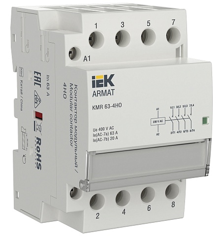 IEK ARMAT Контактор модульный KMR 63А 230В AC 4НО