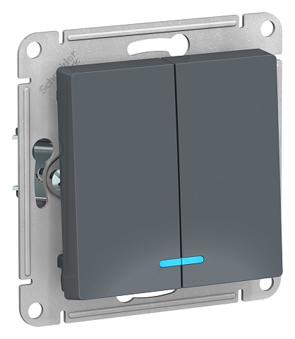 Systeme Electric AtlasDesign Грифель Выключатель 2-клавишный с подсветкой, сх.5а, 10АХ, механизм