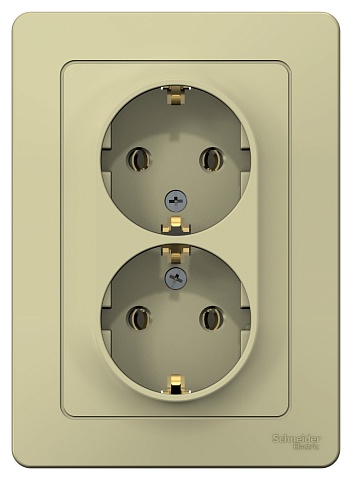 Systeme Electric Blanca внутр Беж Розетка 2-ая с/з без шторок,16А, 250В