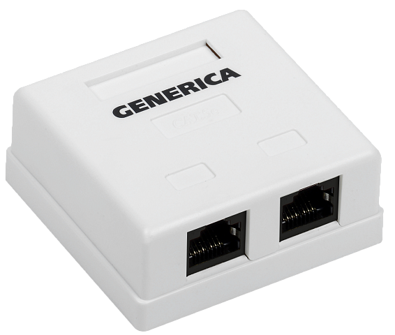 IEK GENERICA Розетка инф. настенная RJ45 кат. 5Е UTP 2 порта