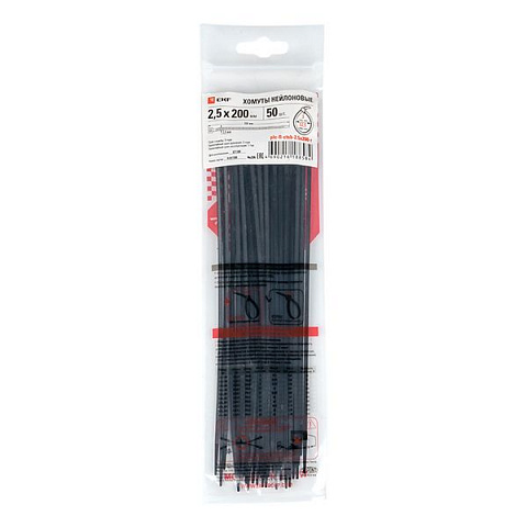 EKF PROxima Хомут P6.6 стандартный (ч), 2.5x200 (50шт) FlexLock