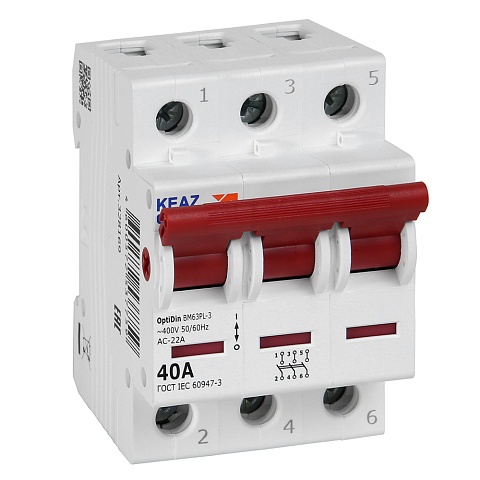 КЭАЗ OptiDin ВМ63PL Выключатель нагрузки 3P 40А 400В (BM63PL-340-УХЛ3)